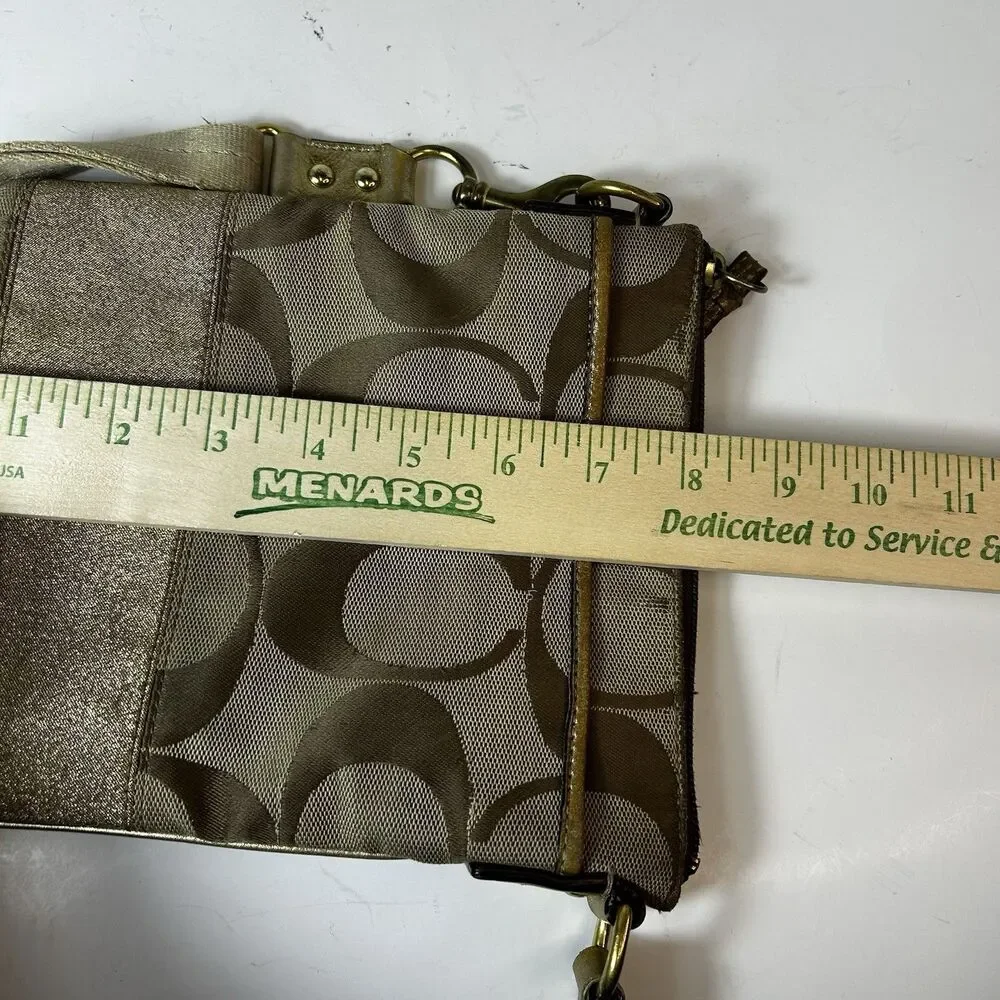 Coach Tan Brown Signature Canvas Leather Detail Crossbody Bag